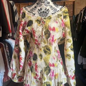 Milano Essentials Floral Dress with Green and Pink Accents